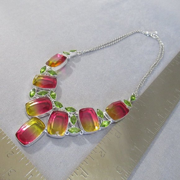 SUNRISE Peridot Tourmaline Necklace 18” Riviere - Picture 7 of 16